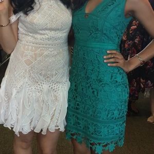 Turquoise lace design dress